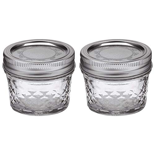 Set of 2 air-tight containers, glass 4oz Ball Mason jars