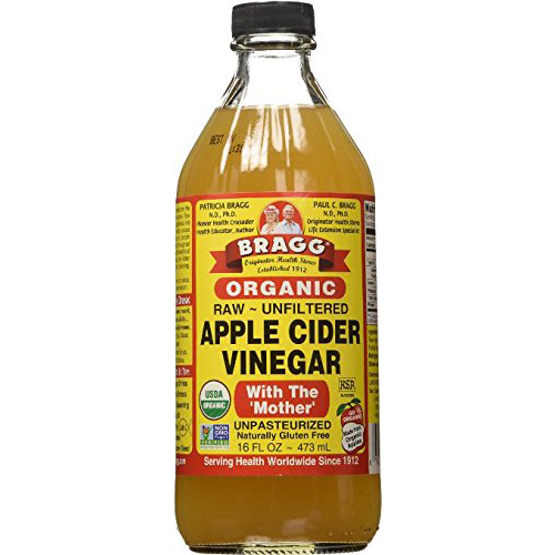 16oz glass bottle of organic apple cider vinegar.